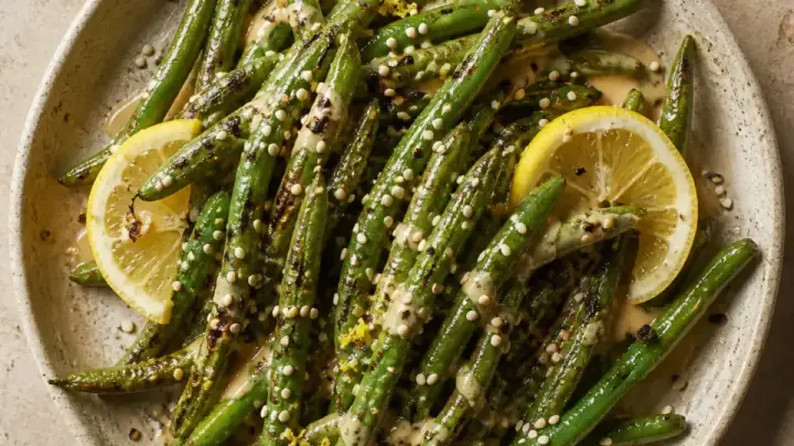 Charred Green Beans with Tahini