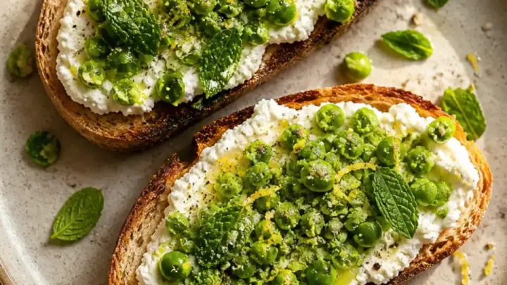 Lemon Ricotta Toast with Peas
